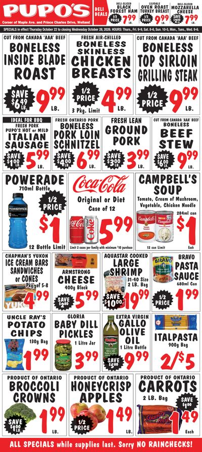 Pupo's Food Market Flyer October 22 to 28