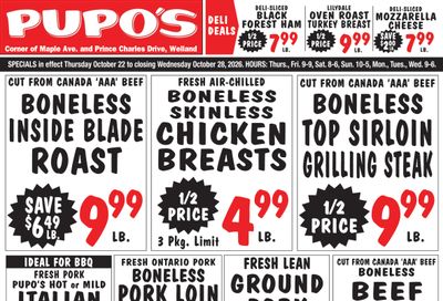 Pupo's Food Market Flyer October 22 to 28