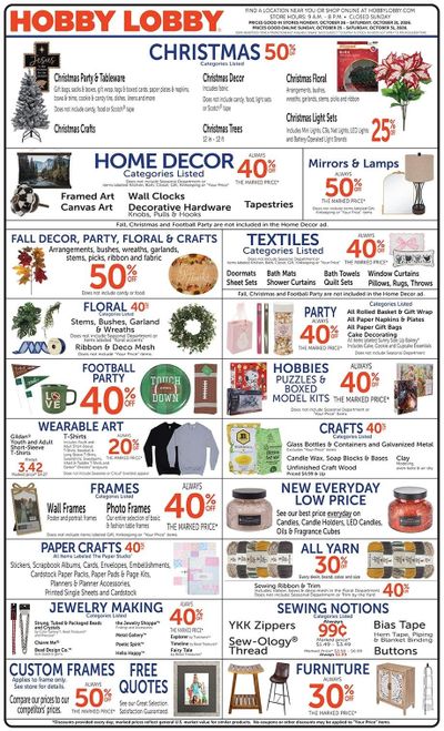 Hobby Lobby Weekly Ad October 25 - 31, 2026