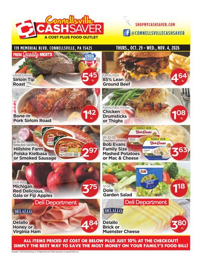 Cash Saver Connellsville Weekly Ad October 29 - November 4, 2026