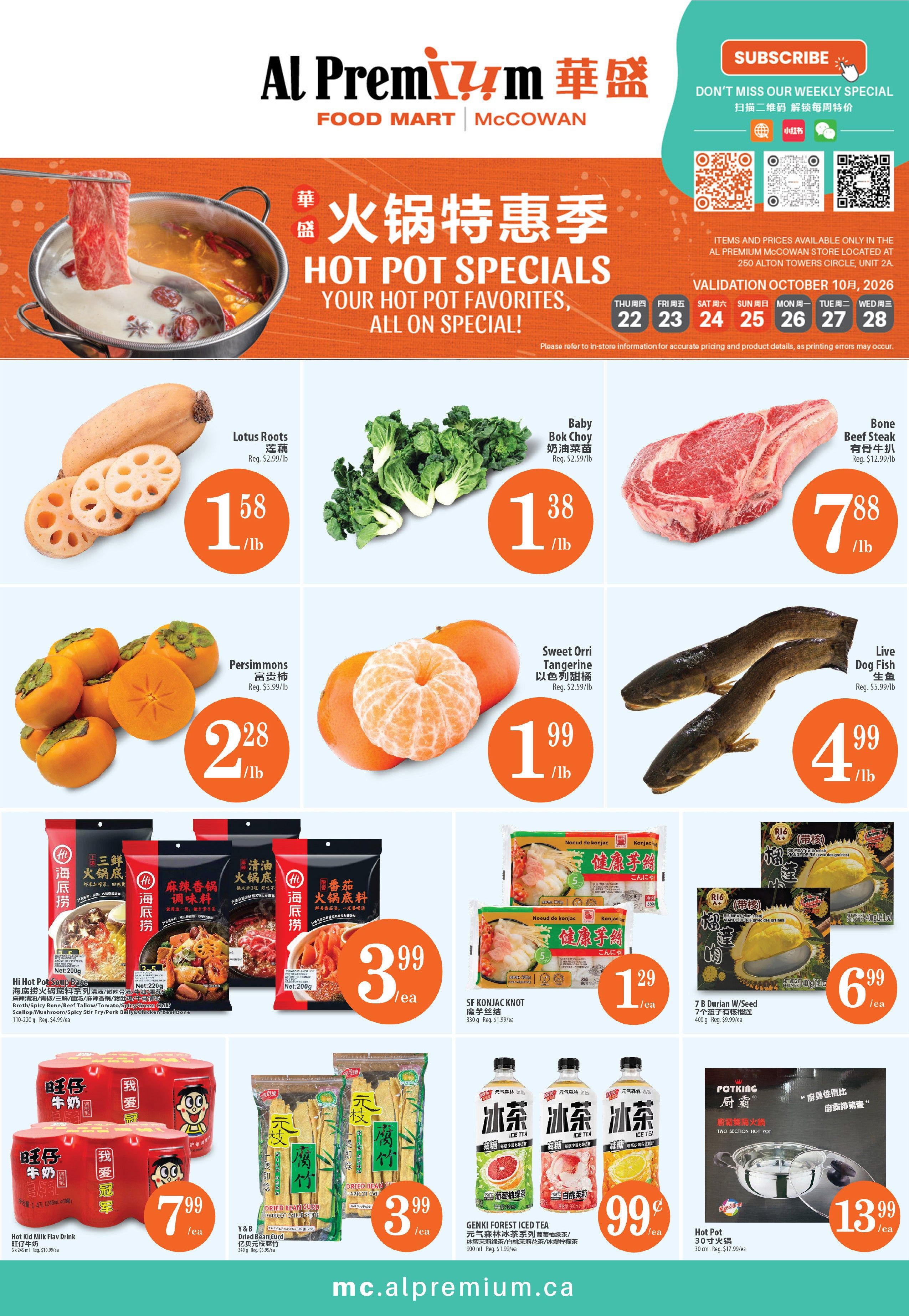 Al Premium Food Mart (McCowan) Flyer October 22 to 28