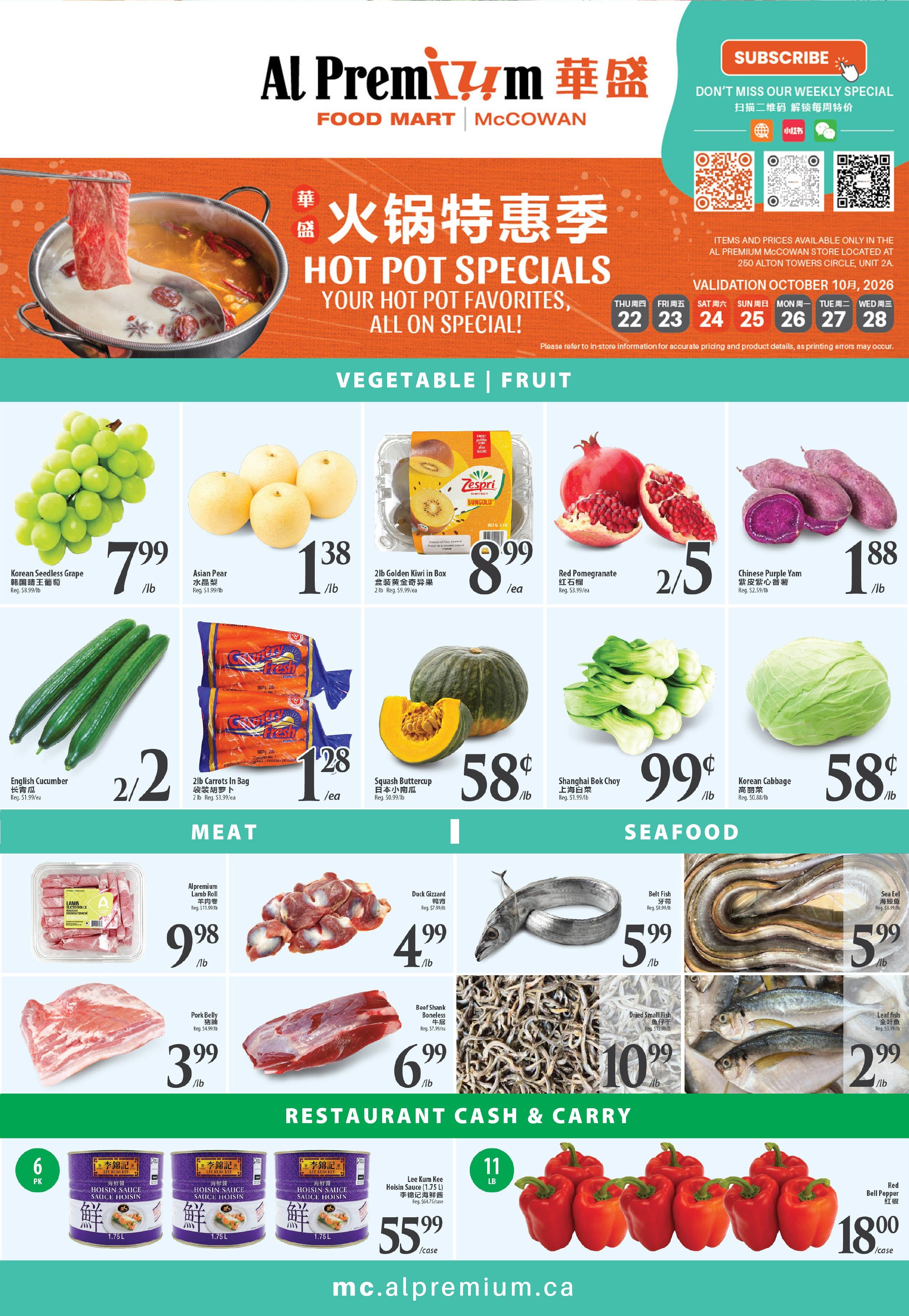Al Premium Food Mart (McCowan) Flyer October 22 to 28