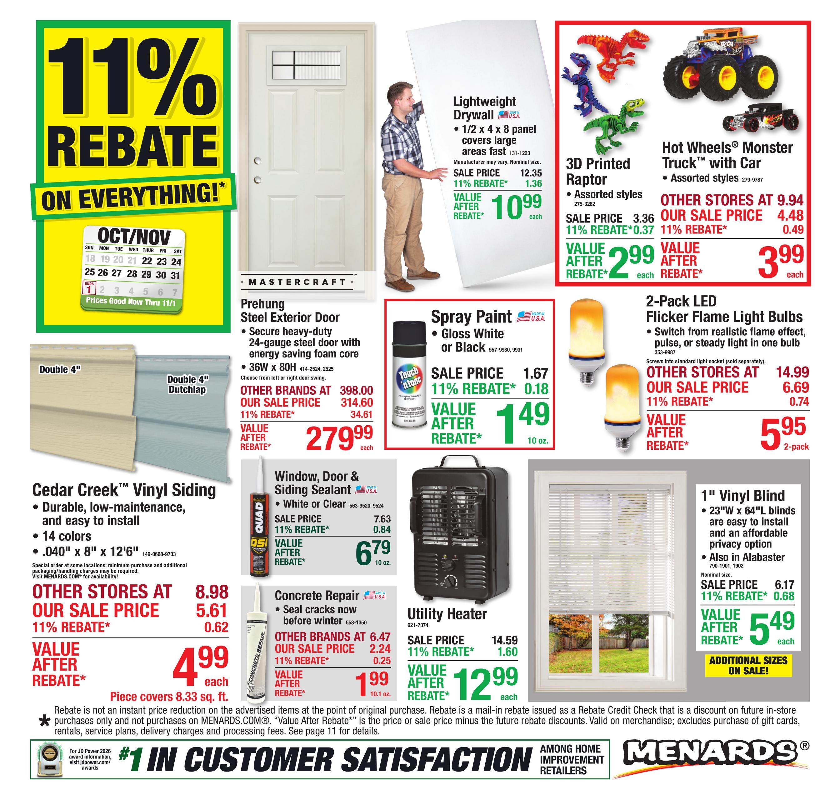 Menards (Decorah Area, IA) 11% Rebate Sale Weekly Ad October 21 - November 1, 2026