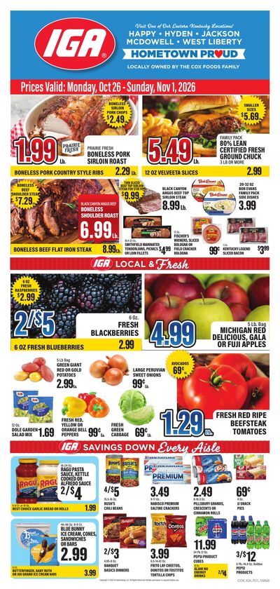 Cox Foods IGA Weekly Ad October 26 - November 1, 2026