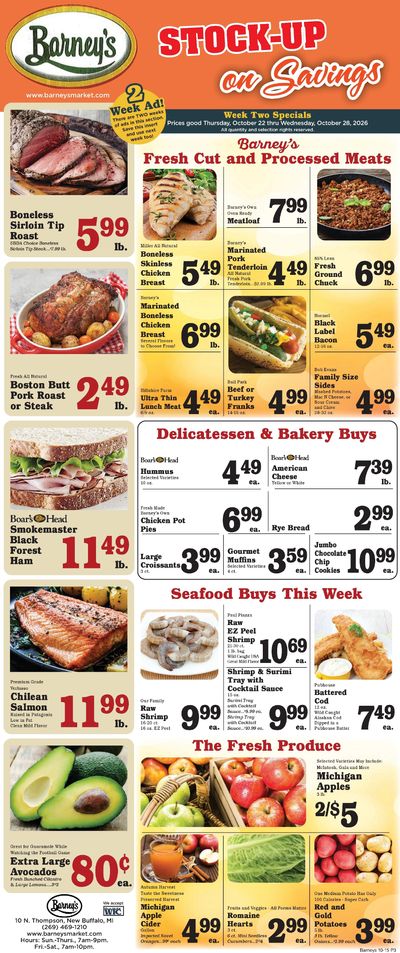 Barney's Market Weekly Ad October 22 - 28, 2026