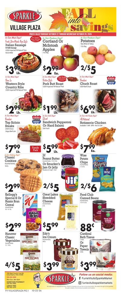Sparkle Markets (Columbiana, OH) Weekly Ad October 22 - 28, 2026