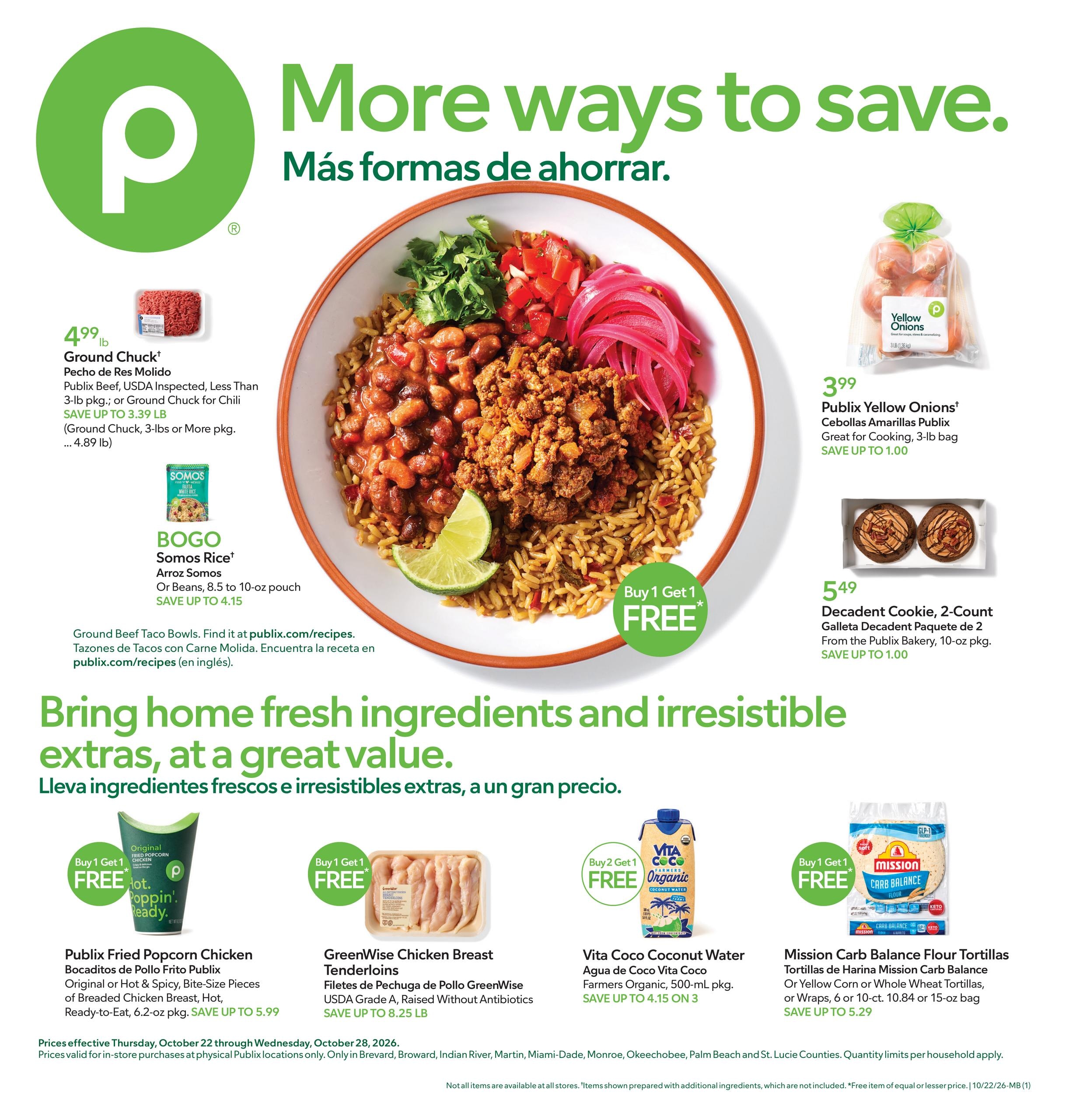 Publix (Hialeah Area, FL) Anuncio Semanal Español Weekly Ad October 22 - 28, 2026