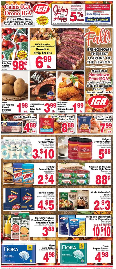 Calais IGA Weekly Ad October 22 - 28, 2026