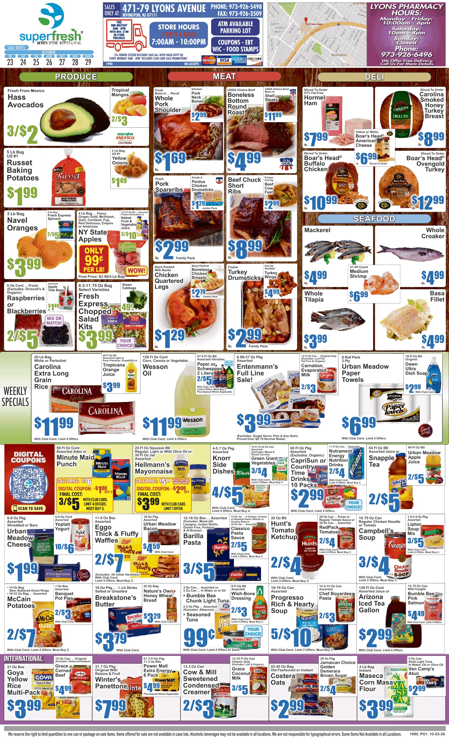 SuperFresh Supermarkets (471 Lyons Avenue, Irvington, NJ) SuperFresh 10/23 - 10/29 Preview Weekly Ad October 23 - 29, 2026