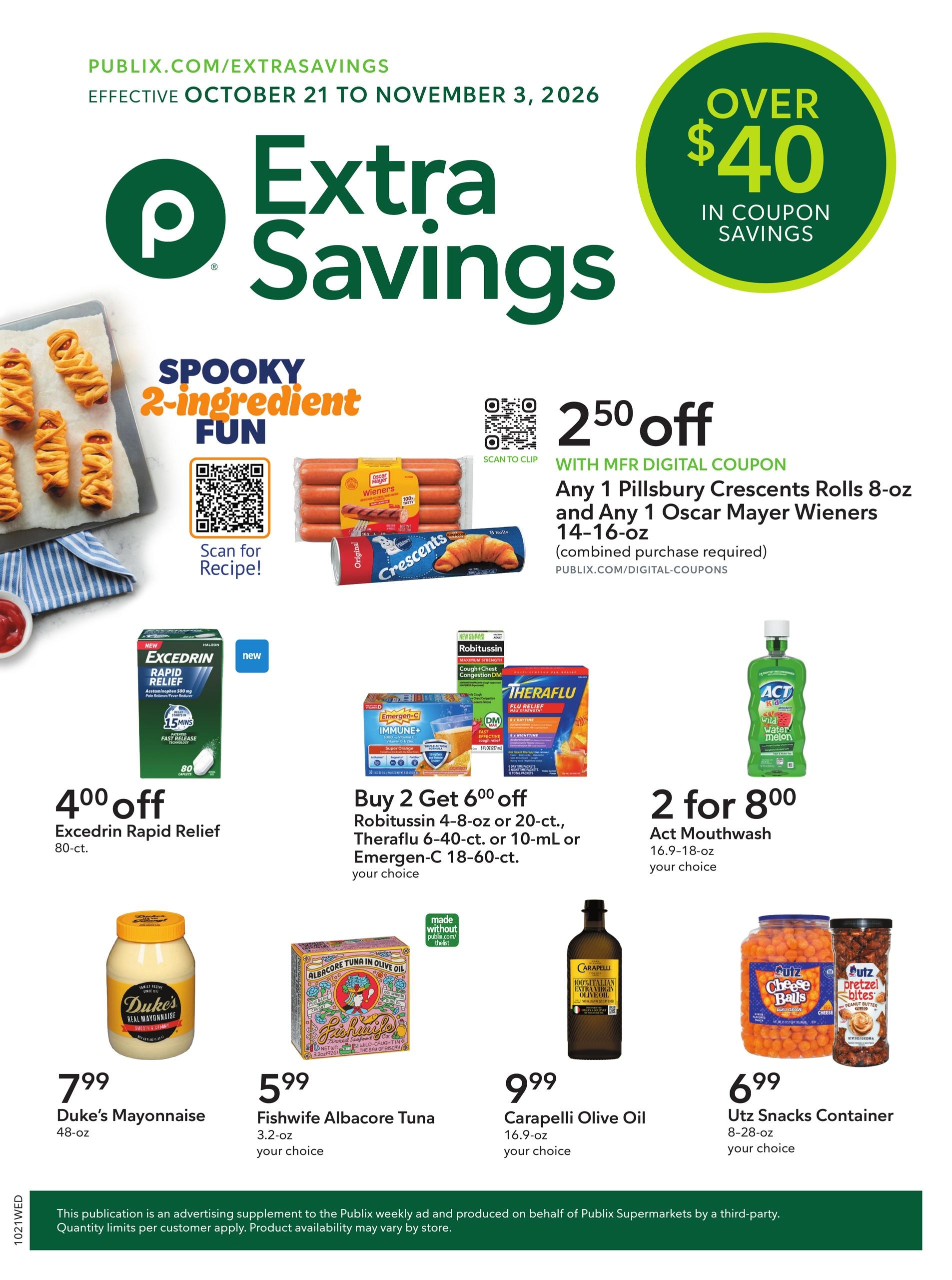 Publix Extra Savings Weekly Ad October 21 - November 3, 2026