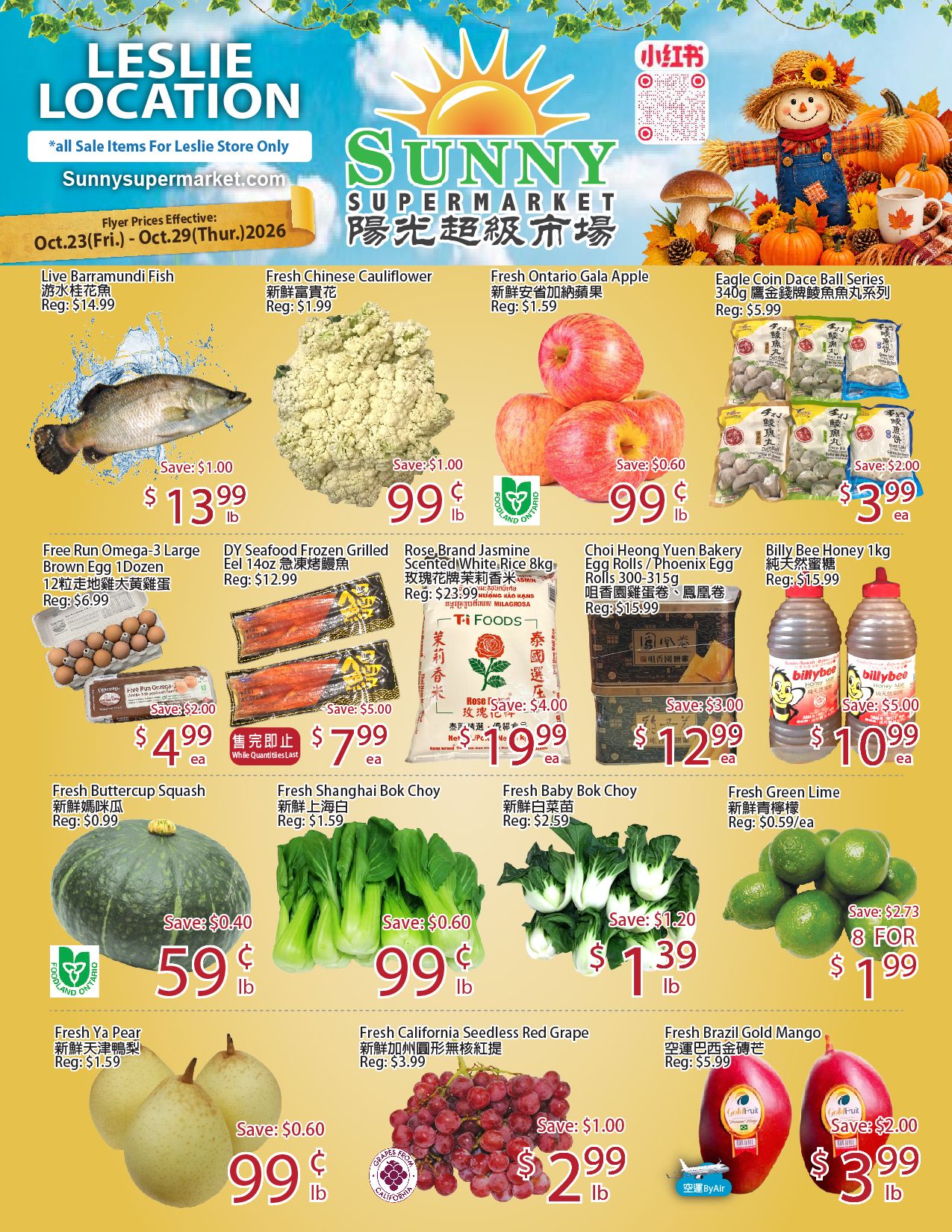Sunny Supermarket (Leslie) Flyer October 23 to 29