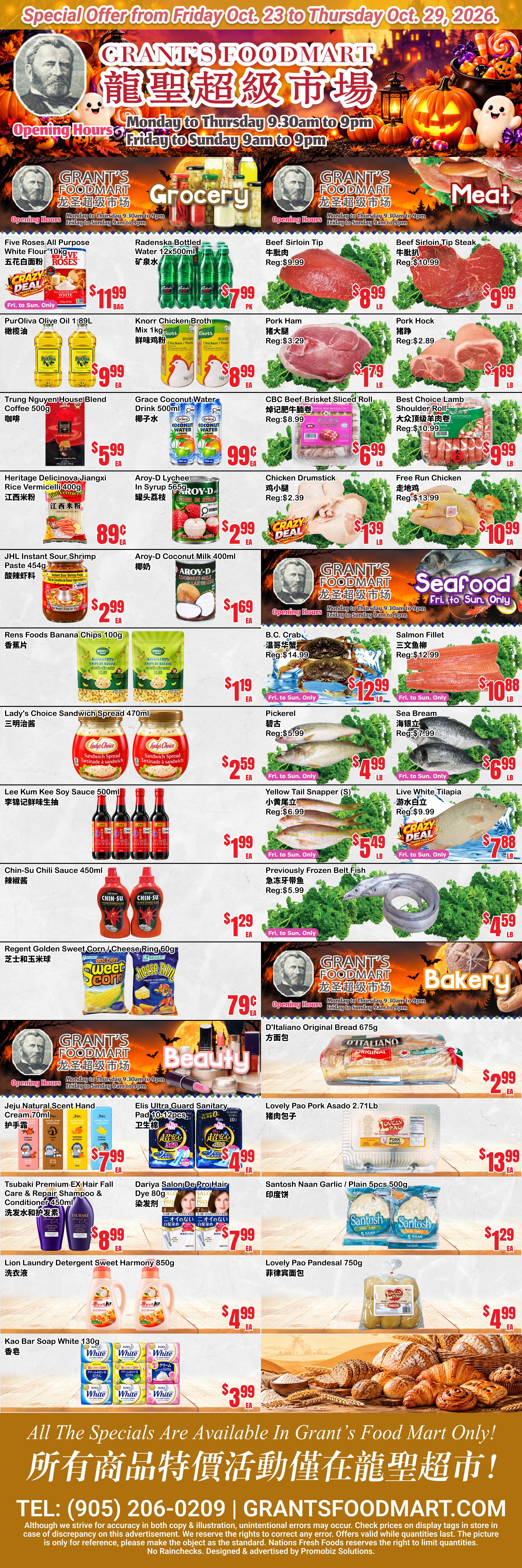 Grant's Food Mart Flyer October 23 to 29