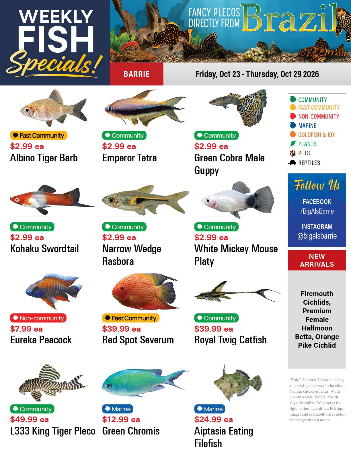 Big Al's (Barrie) Weekly Specials October 23 to 29