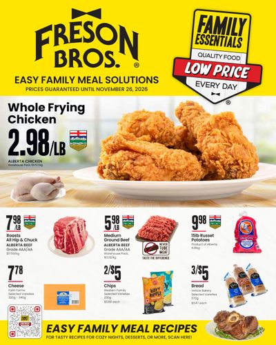 Freson Bros. Family Essentials Monthly Flyer October 30 to November 26