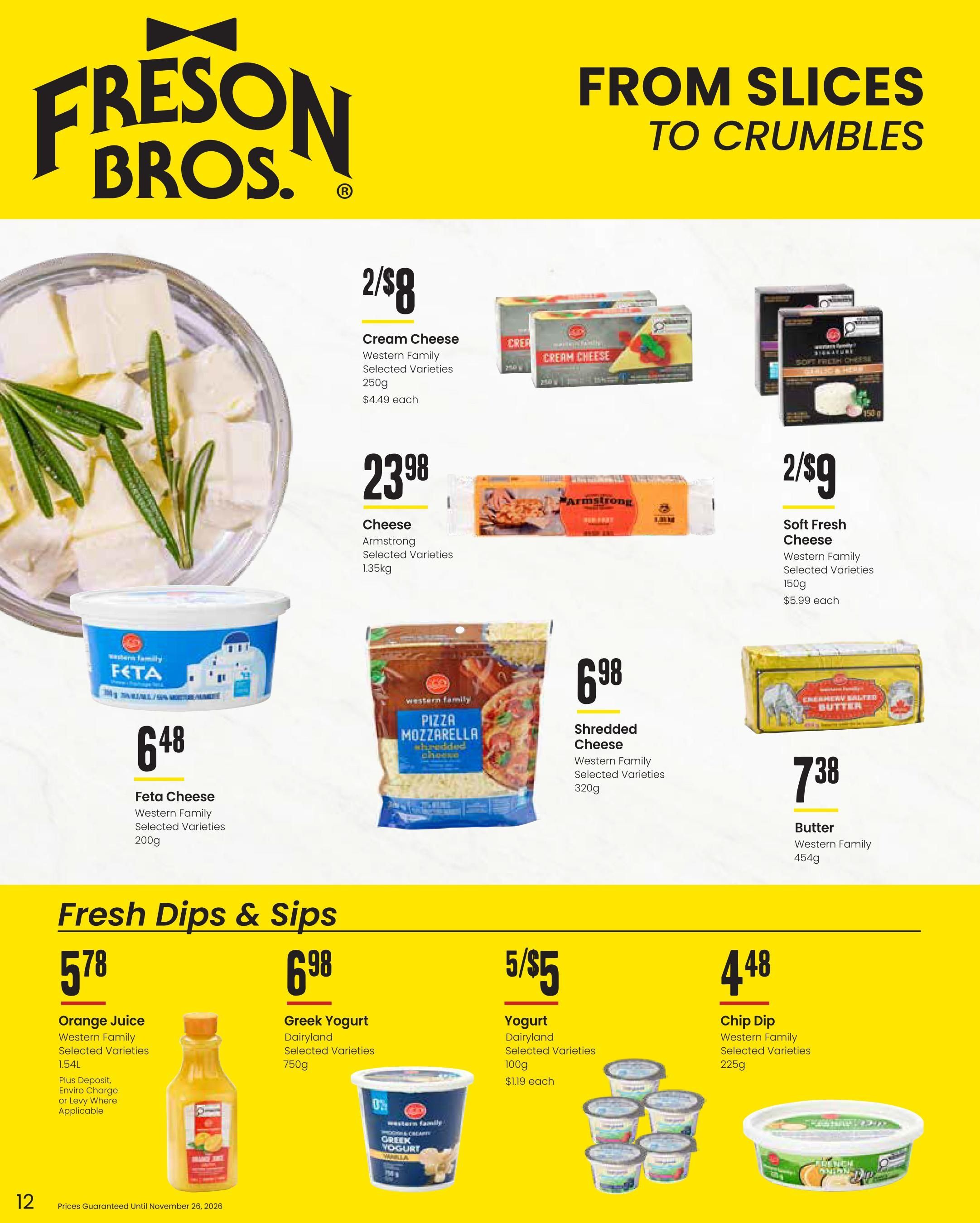 Freson Bros. Family Essentials Monthly Flyer October 30 to November 26