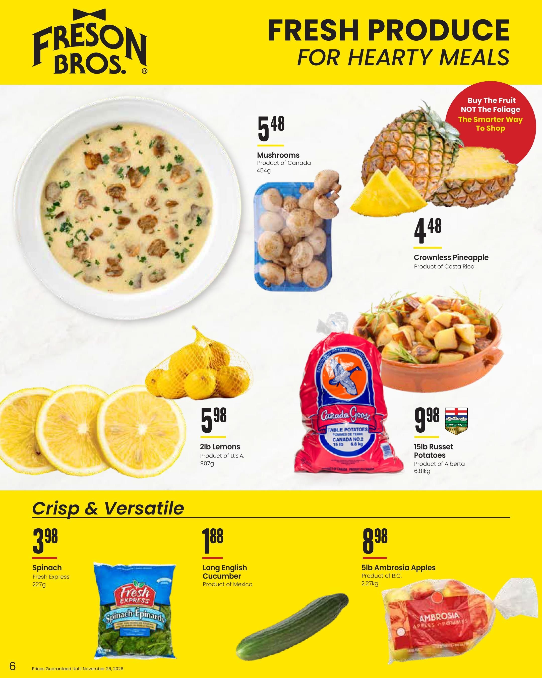 Freson Bros. Family Essentials Monthly Flyer October 30 to November 26