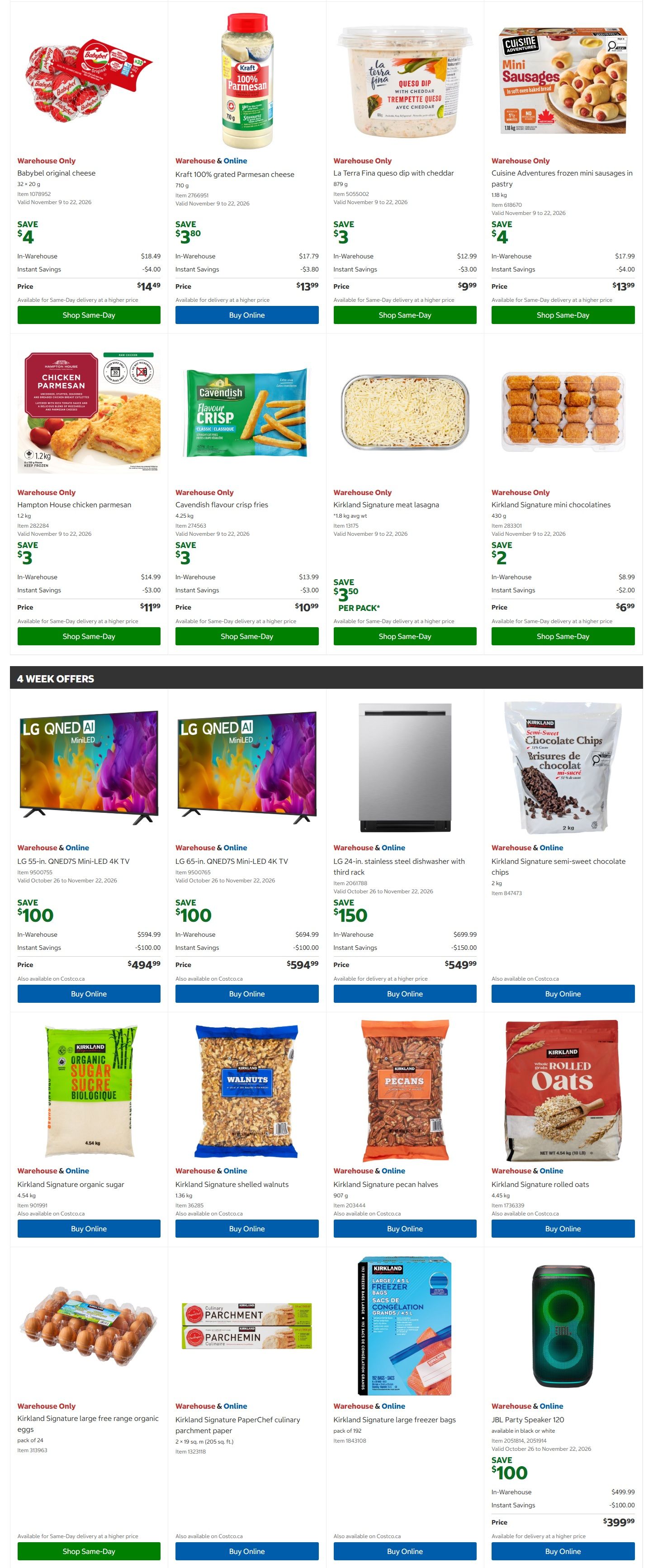 Costco (West, ON, Atlantic Canada) Warehouse Offers October 26 to November 8
