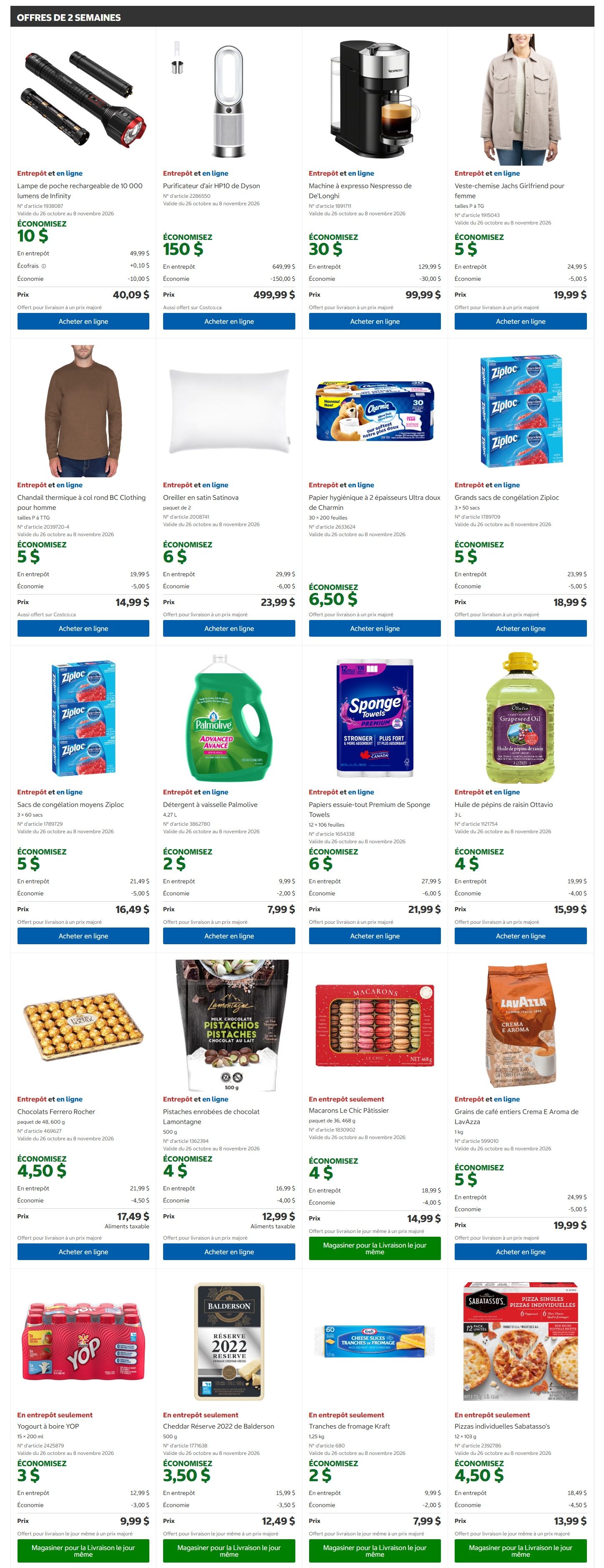 Costco (QC) Warehouse Offers October 26 to November 8