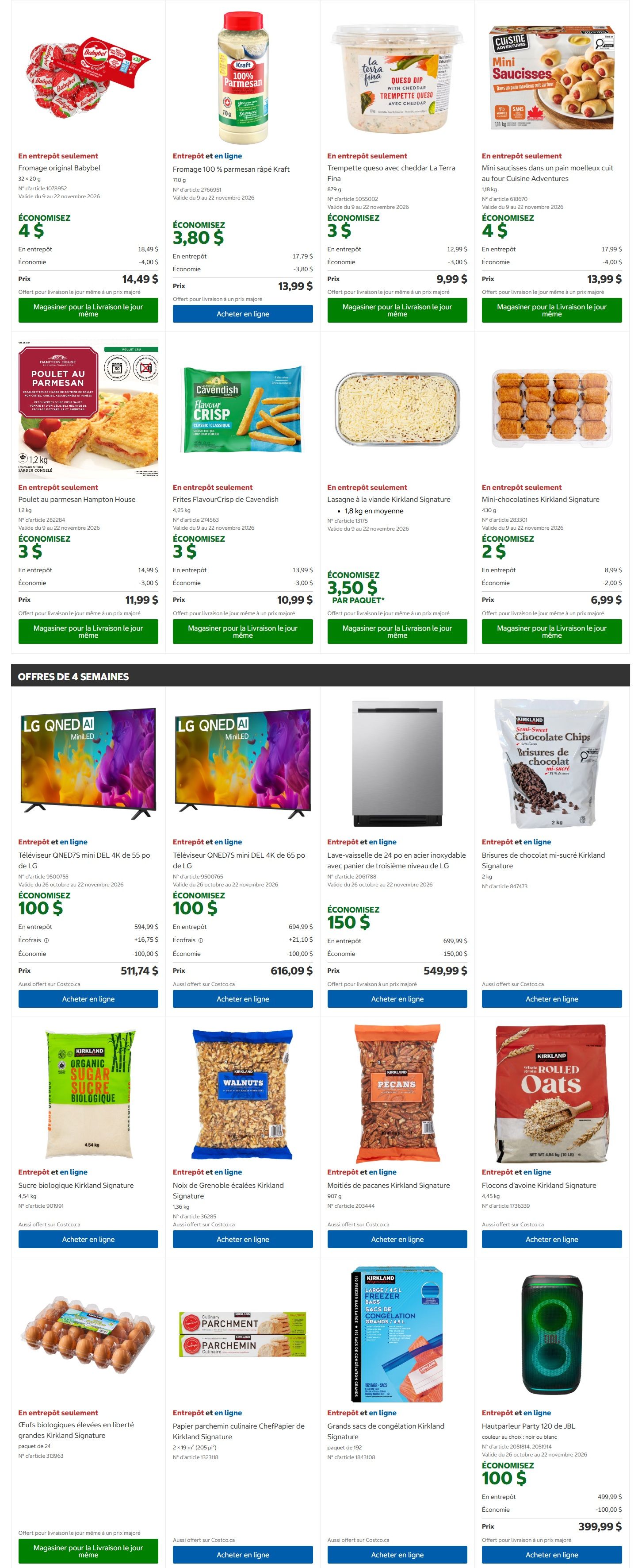 Costco (QC) Warehouse Offers October 26 to November 8