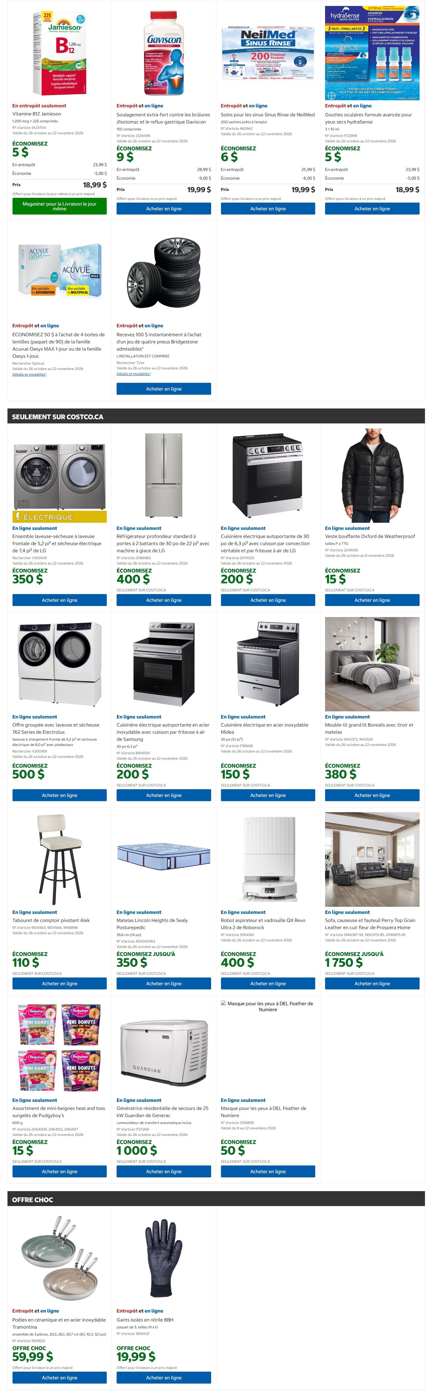 Costco (QC) Warehouse Offers October 26 to November 8