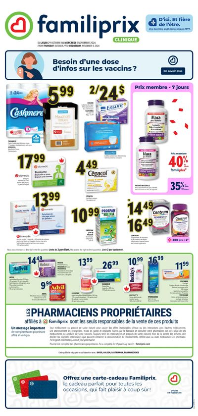 Familiprix Clinique Flyer October 29 to November 4