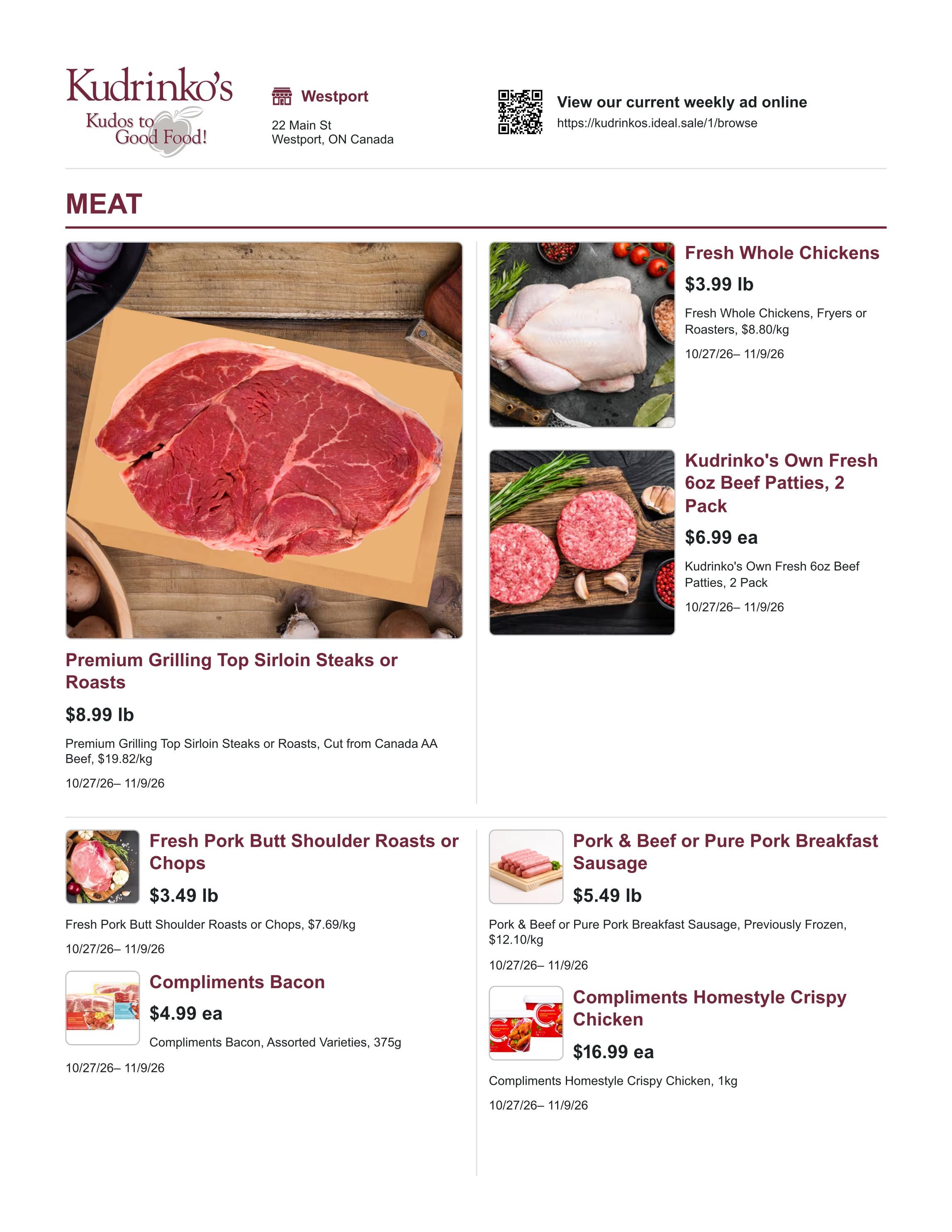 Kudrinko's Flyer October 27 to November 9
