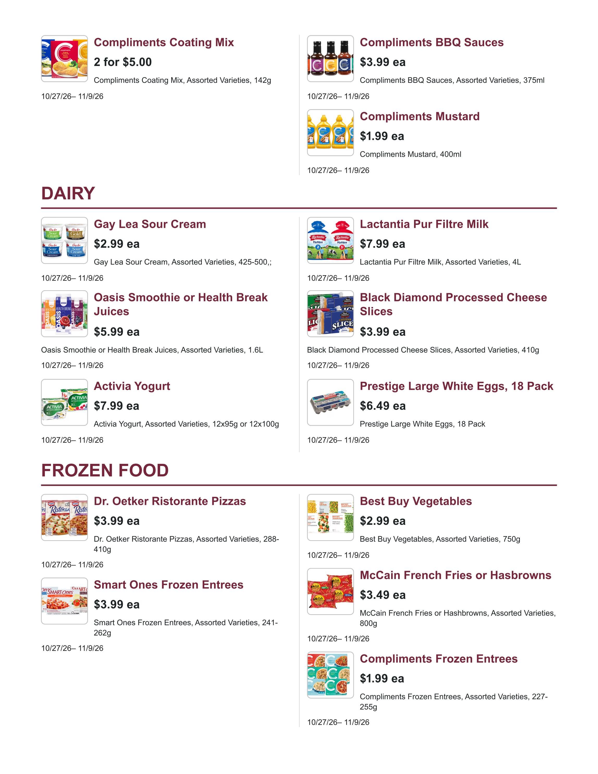 Kudrinko's Flyer October 27 to November 9