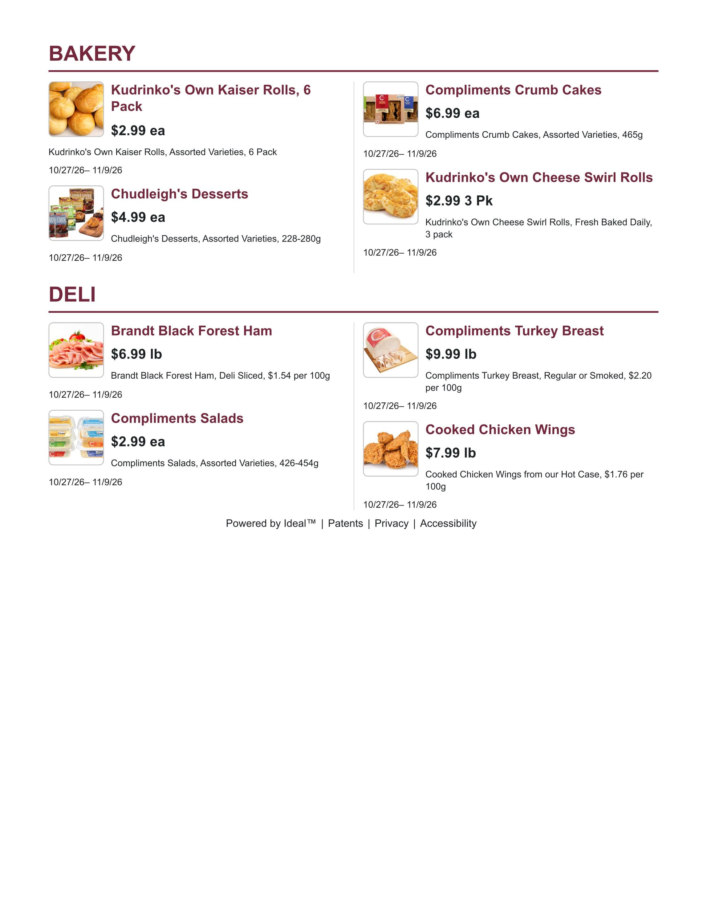 Kudrinko's Flyer October 27 to November 9