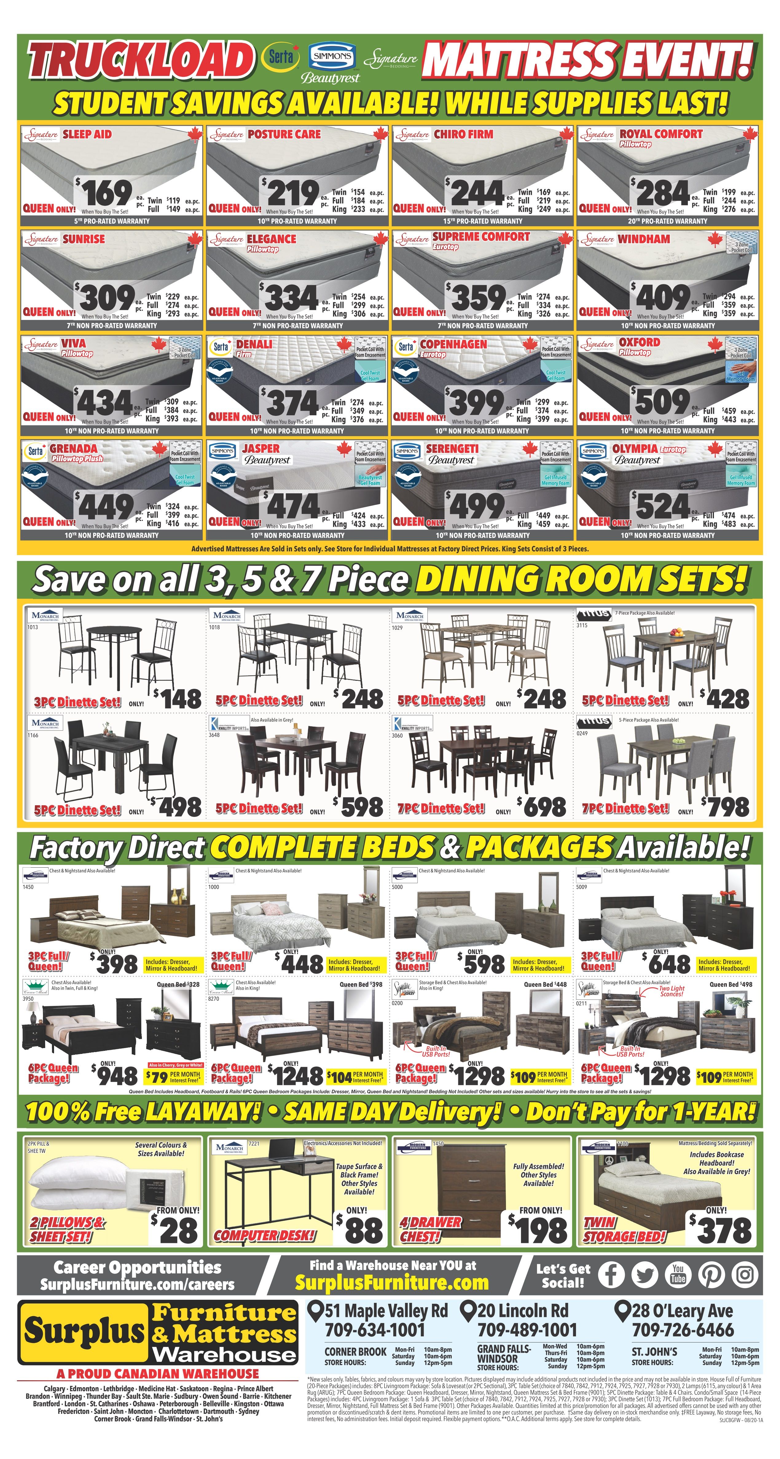 Surplus Furniture & Mattress Warehouse (St. John's) Flyer July 28 to August 10
