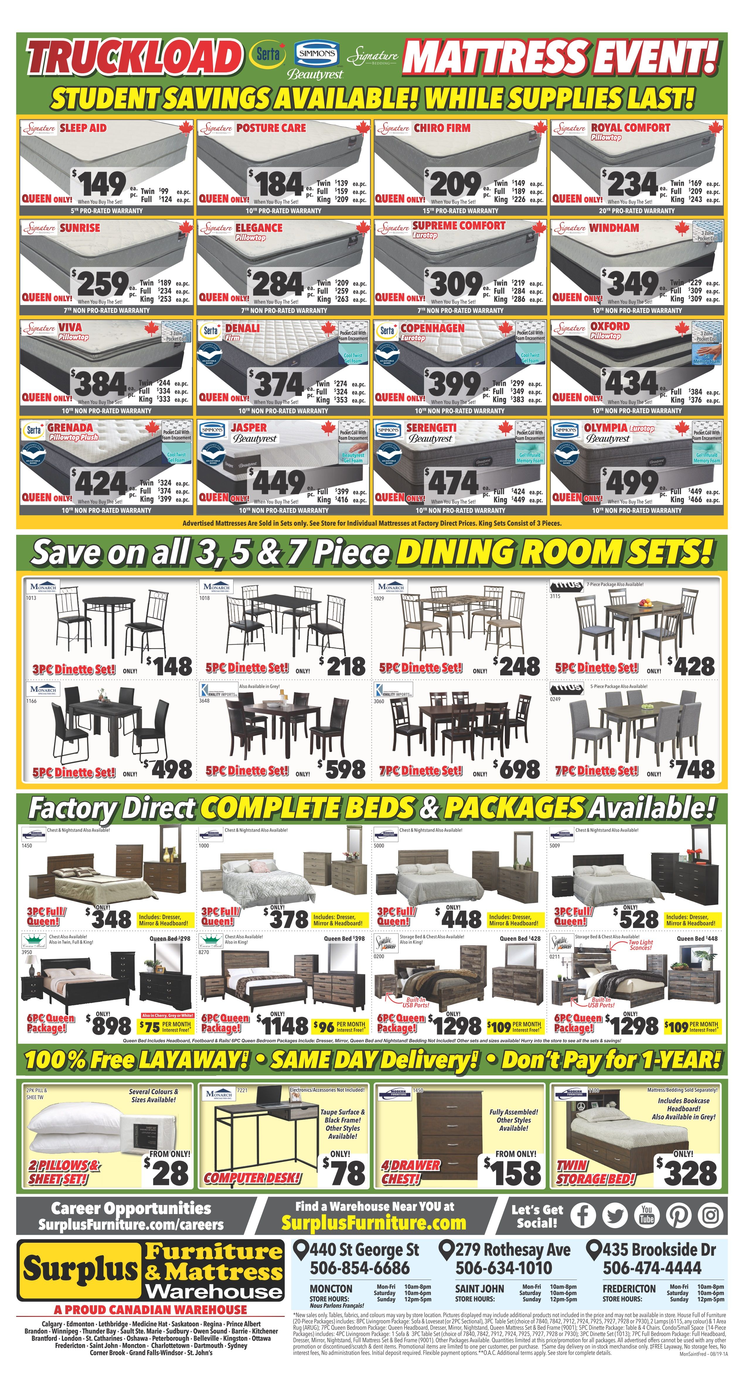 Surplus Furniture & Mattress Warehouse (Moncton) Flyer July 28 to August 10