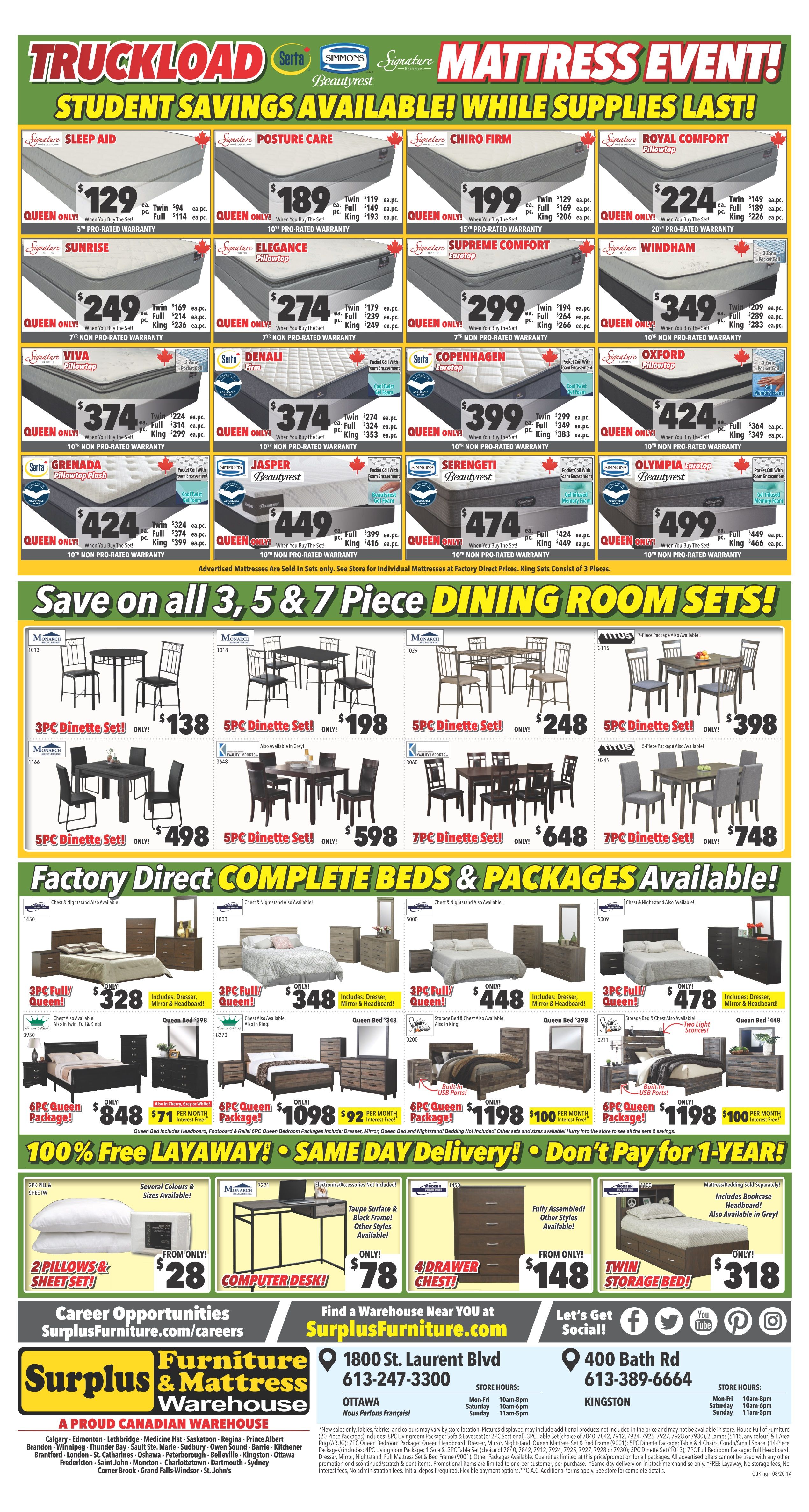 Surplus Furniture & Mattress Warehouse (Kingston) Flyer July 28 to August 10