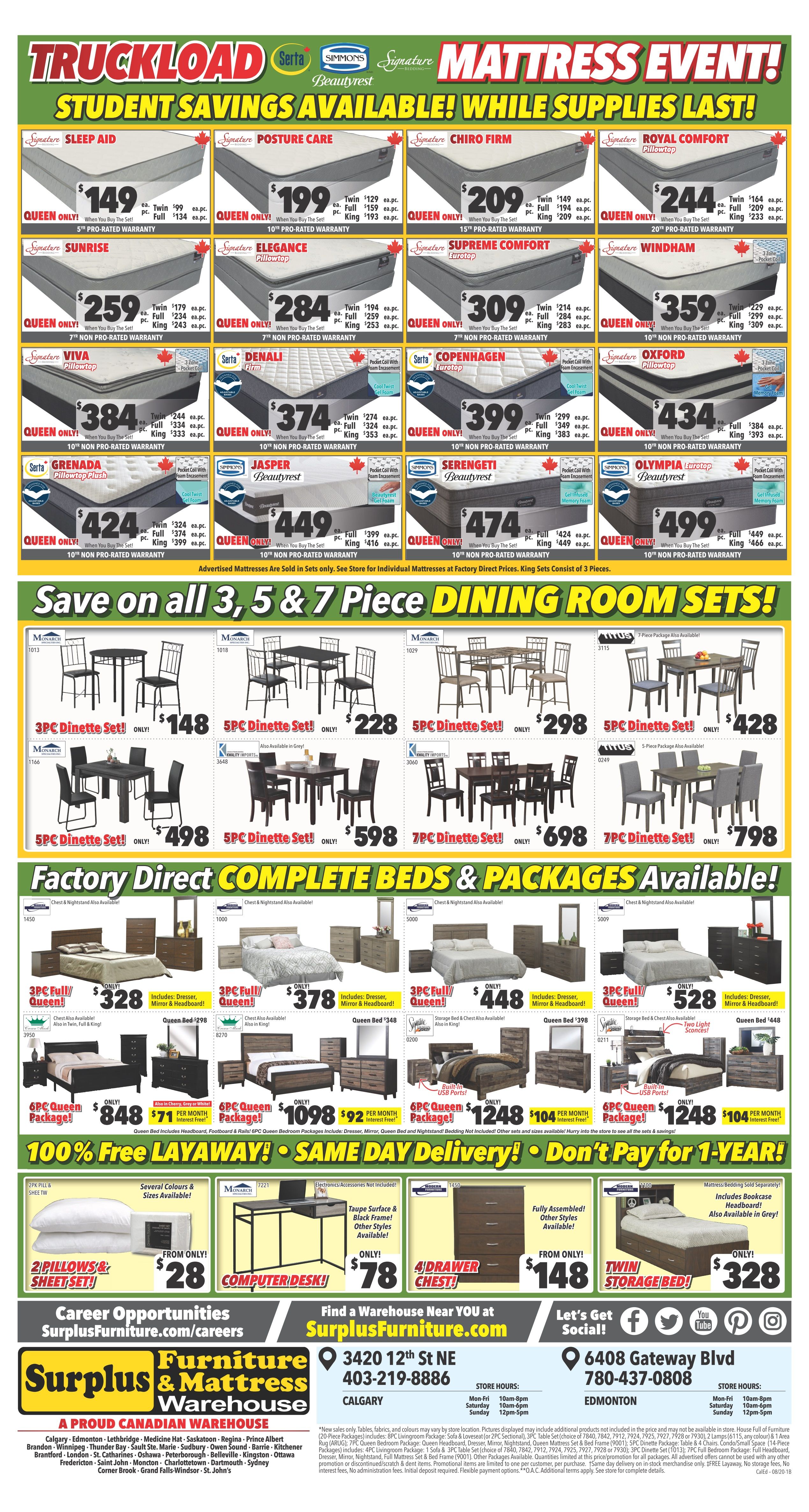 Surplus Furniture & Mattress Warehouse (Calgary) Flyer July 28 to August 10