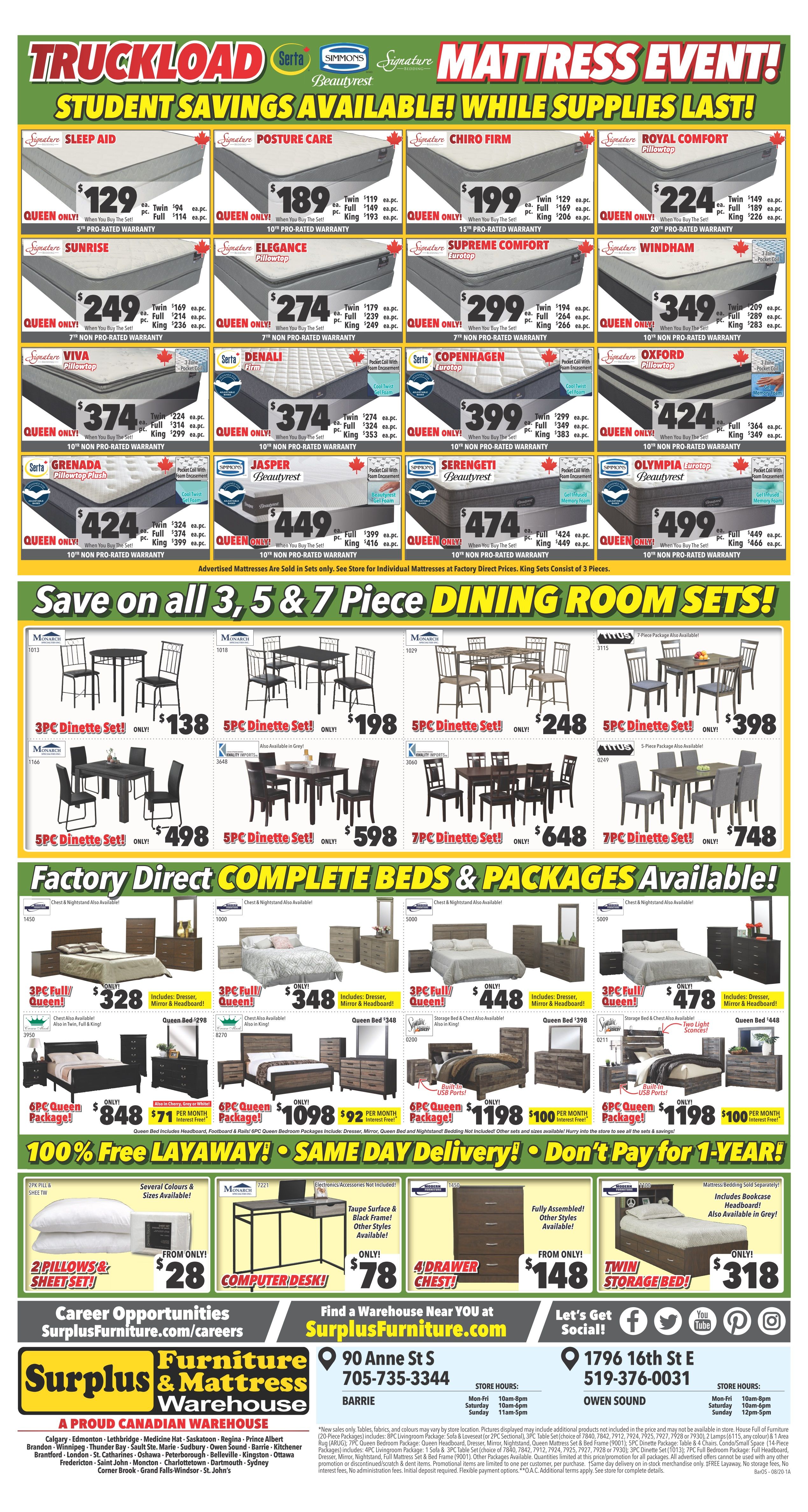 Surplus Furniture & Mattress Warehouse (Barrie) Flyer July 28 to August 10