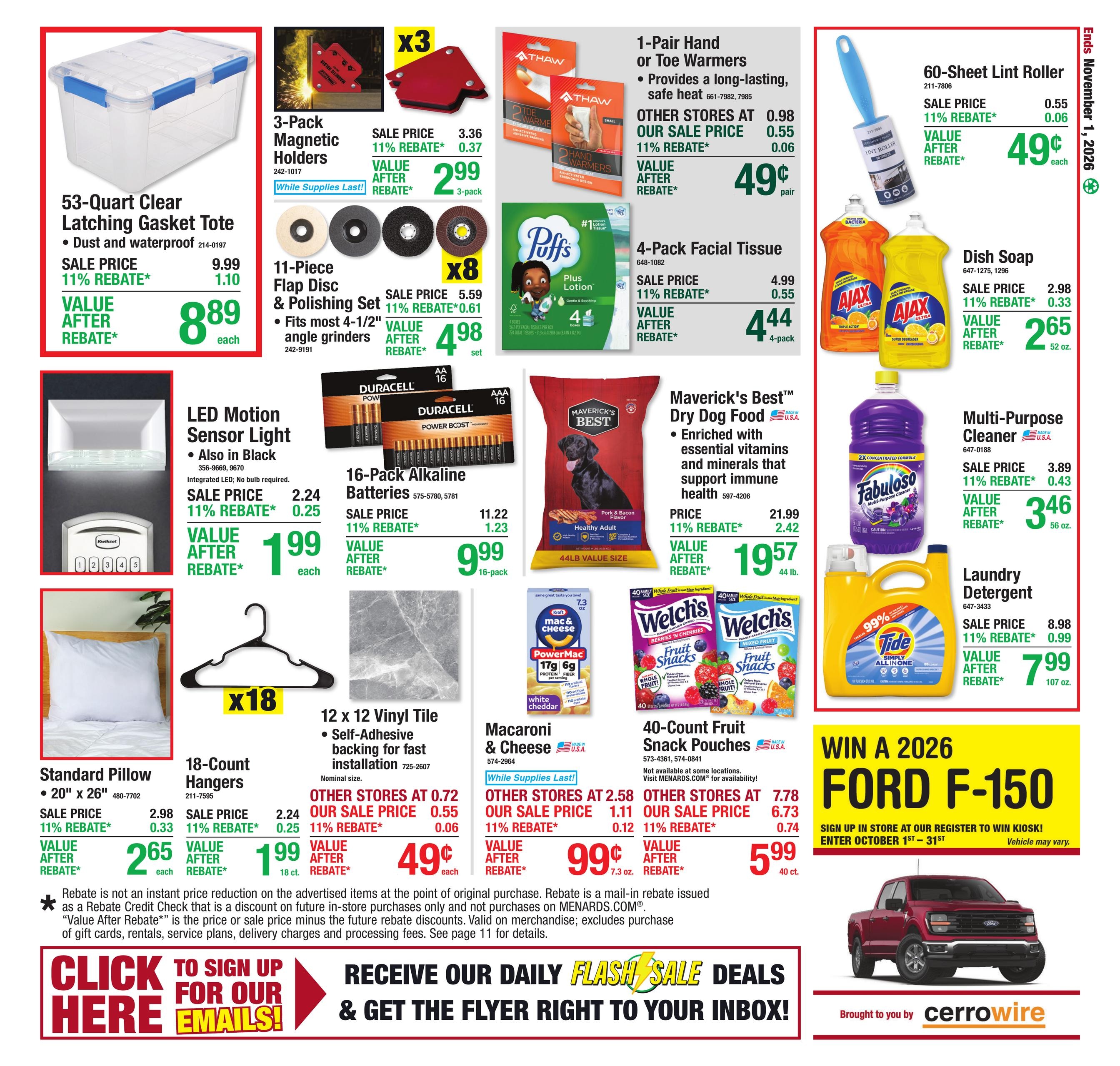 Menards (Blissfield Area, OH) 11% Rebate Sale Weekly Ad October 22 - November 1, 2026