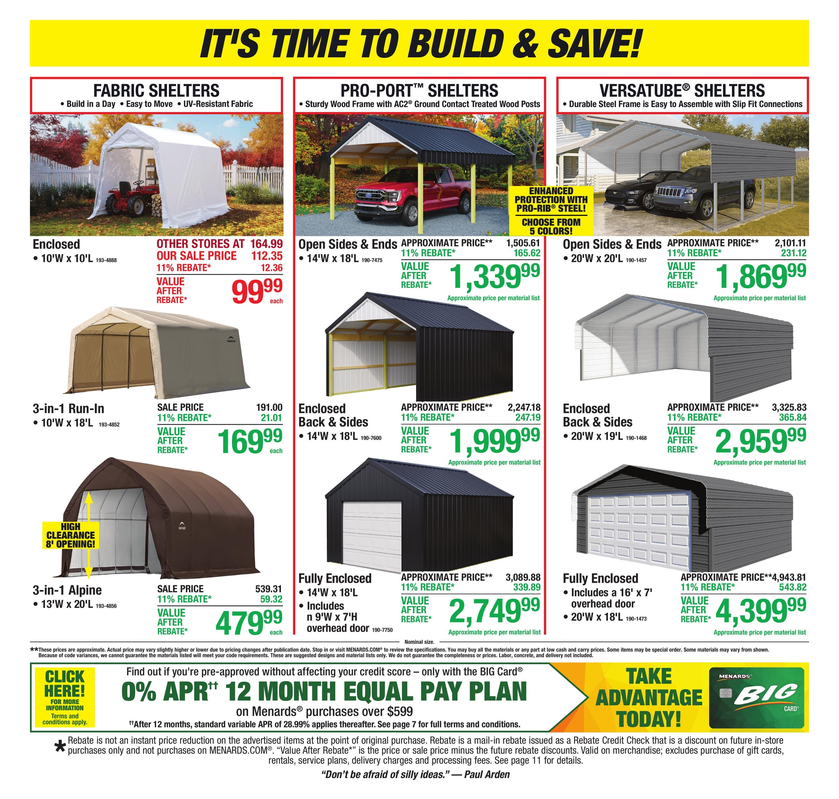 Menards (Buffalo Prairie-Illinois City Area, IL) 11% Rebate Sale Weekly Ad October 21 - November 1, 2026