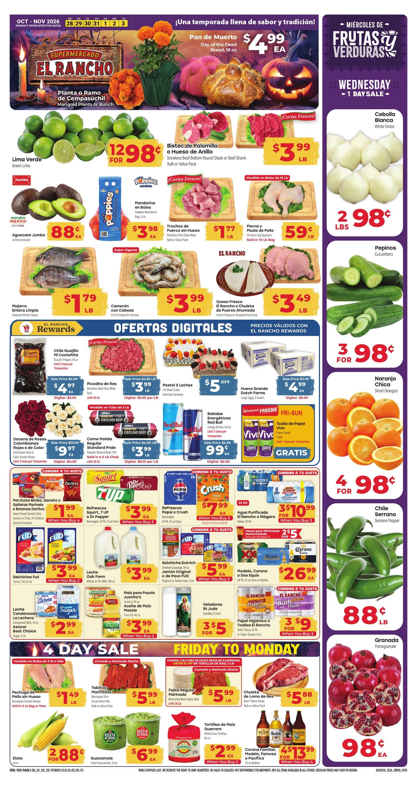 El Rancho Supermercado Weekly Ad October 28 - November 3, 2026