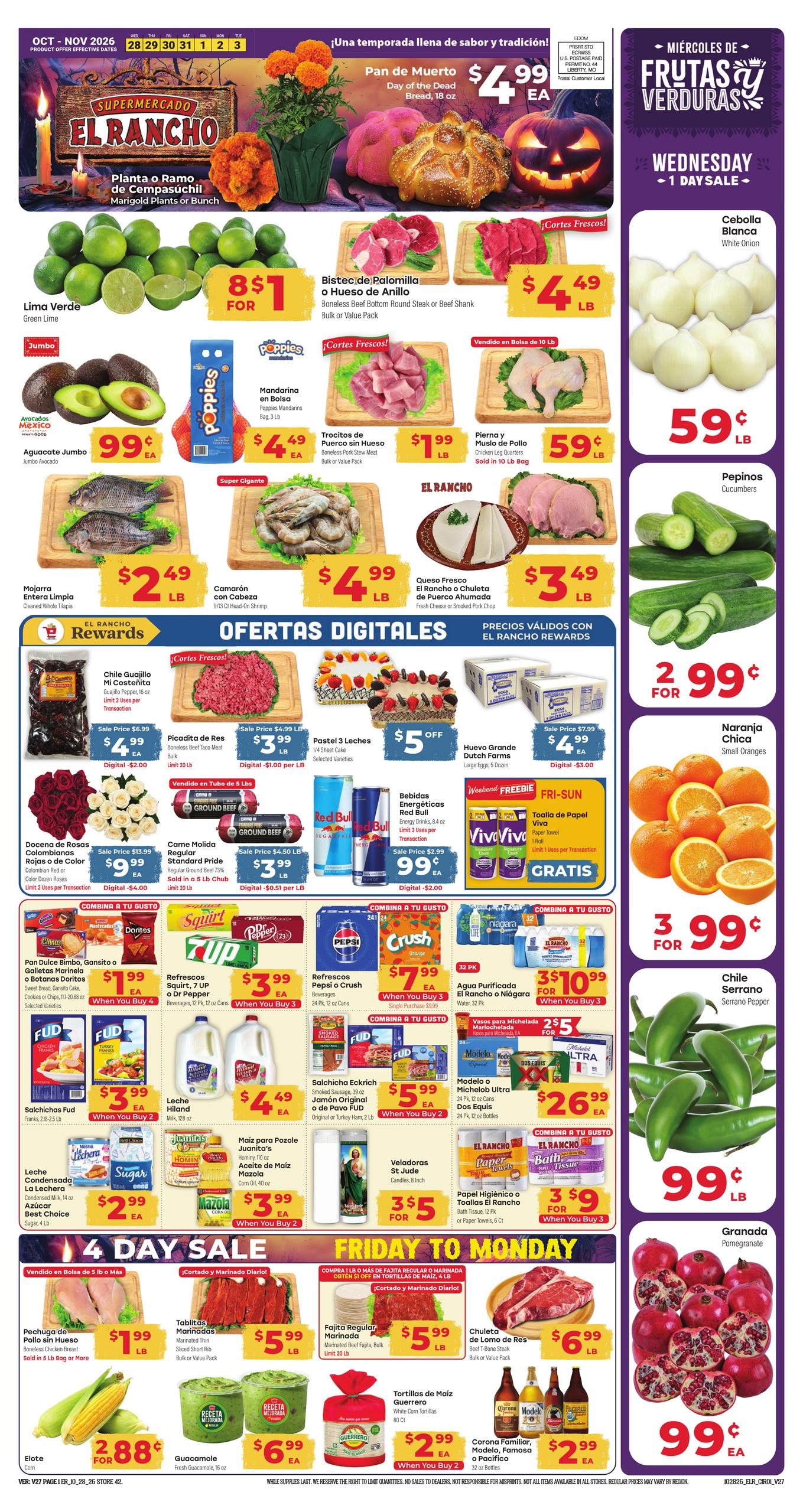 El Rancho Supermercado (Brownsville Area, TX) Weekly Ad October 28 - November 3, 2026