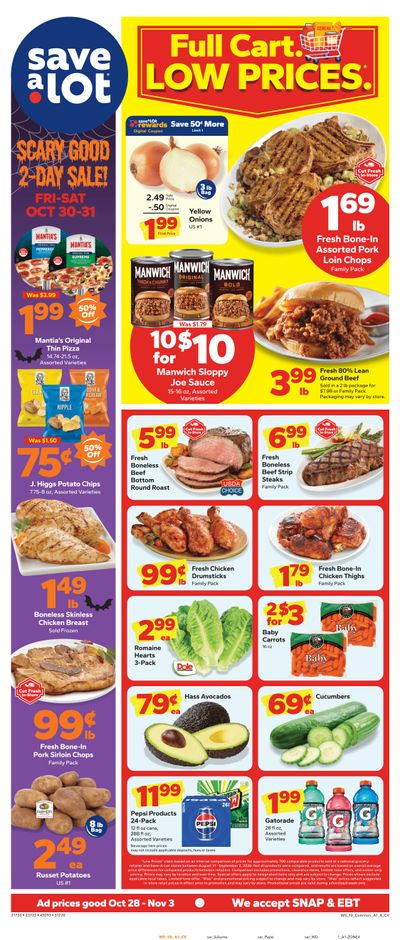 Save a Lot Food Stores (Springfield Area, MA) Weekly Ad October 28 - November 3, 2026