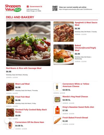 Shoppers Value Foods Louisiana Weekly Ad October 28 - November 10, 2026
