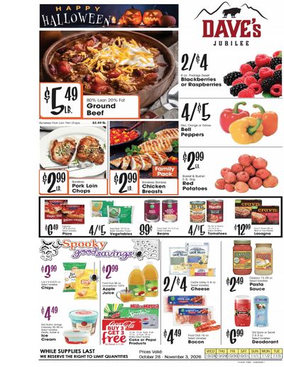 Dave's Jubilee Weekly Ad October 28 - November 3, 2026