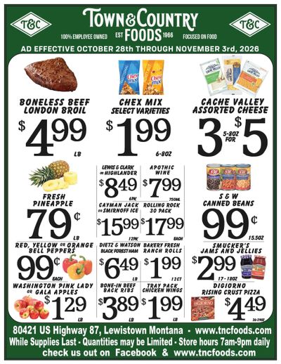 Town & Country Foods (Lewistown, MT) Weekly Ad October 28 - November 3, 2026