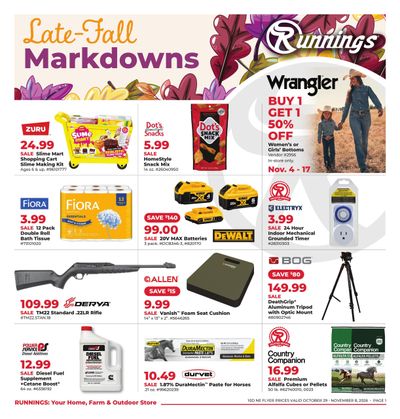 Runnings (Athol Area, MA) Late-Fall Markdowns Weekly Ad October 29 - November 8, 2026