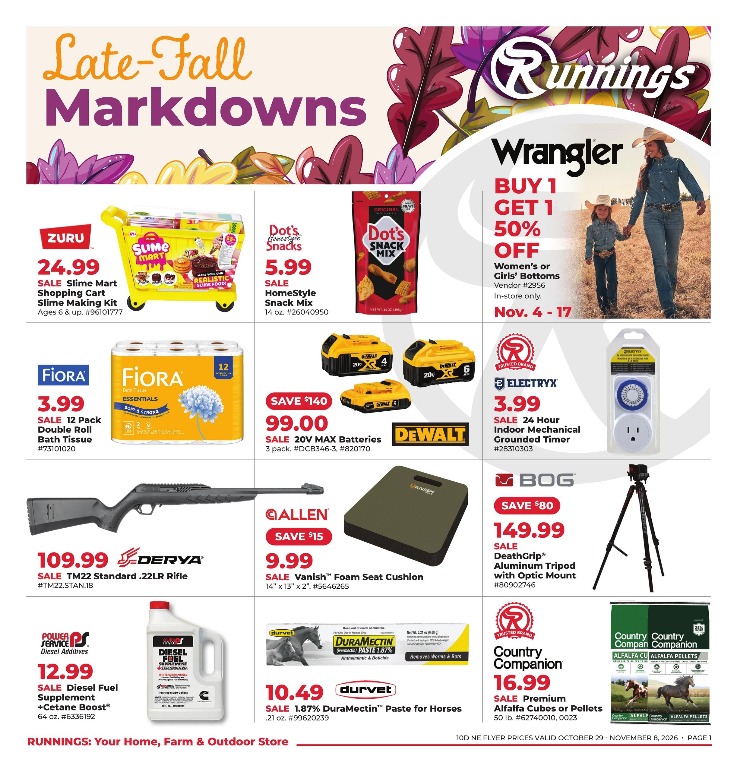Runnings (Athol Area, MA) Late-Fall Markdowns Weekly Ad October 29 - November 8, 2026
