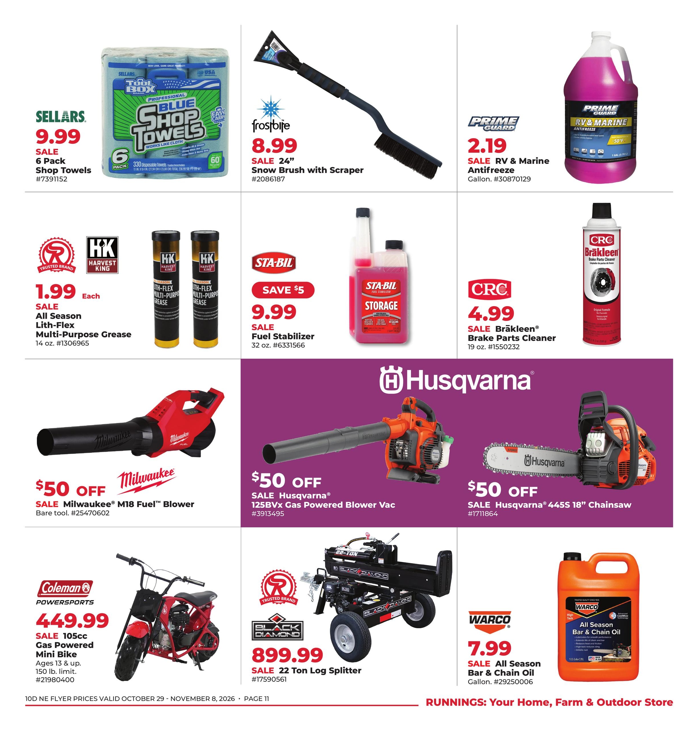 Runnings (Athol Area, MA) Late-Fall Markdowns Weekly Ad October 29 - November 8, 2026