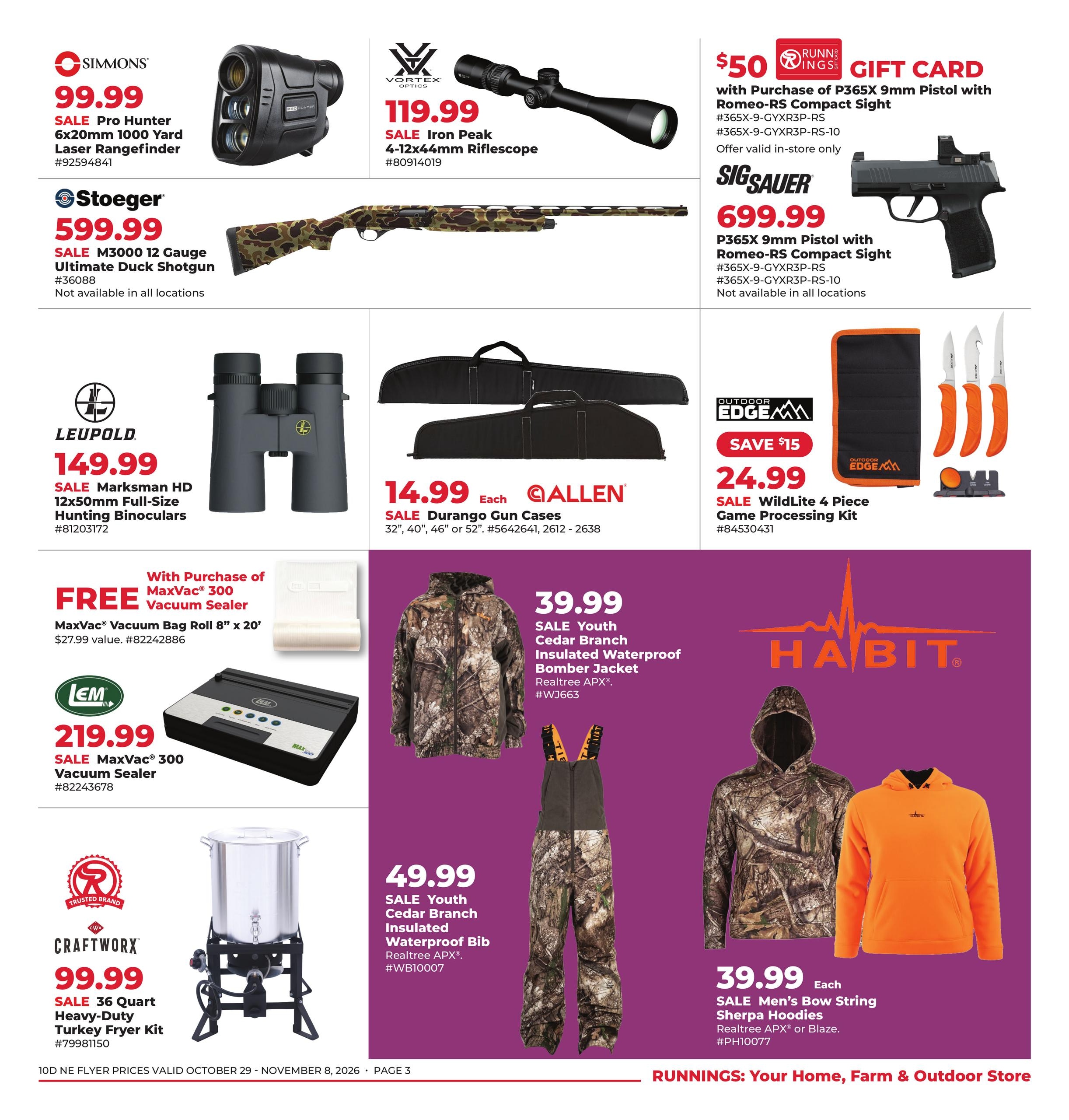 Runnings (Athol Area, MA) Late-Fall Markdowns Weekly Ad October 29 - November 8, 2026