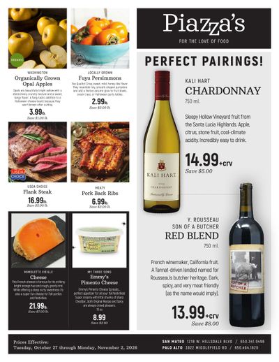 Piazza's Fine Foods Weekly Ad November 2 - 2, 2026