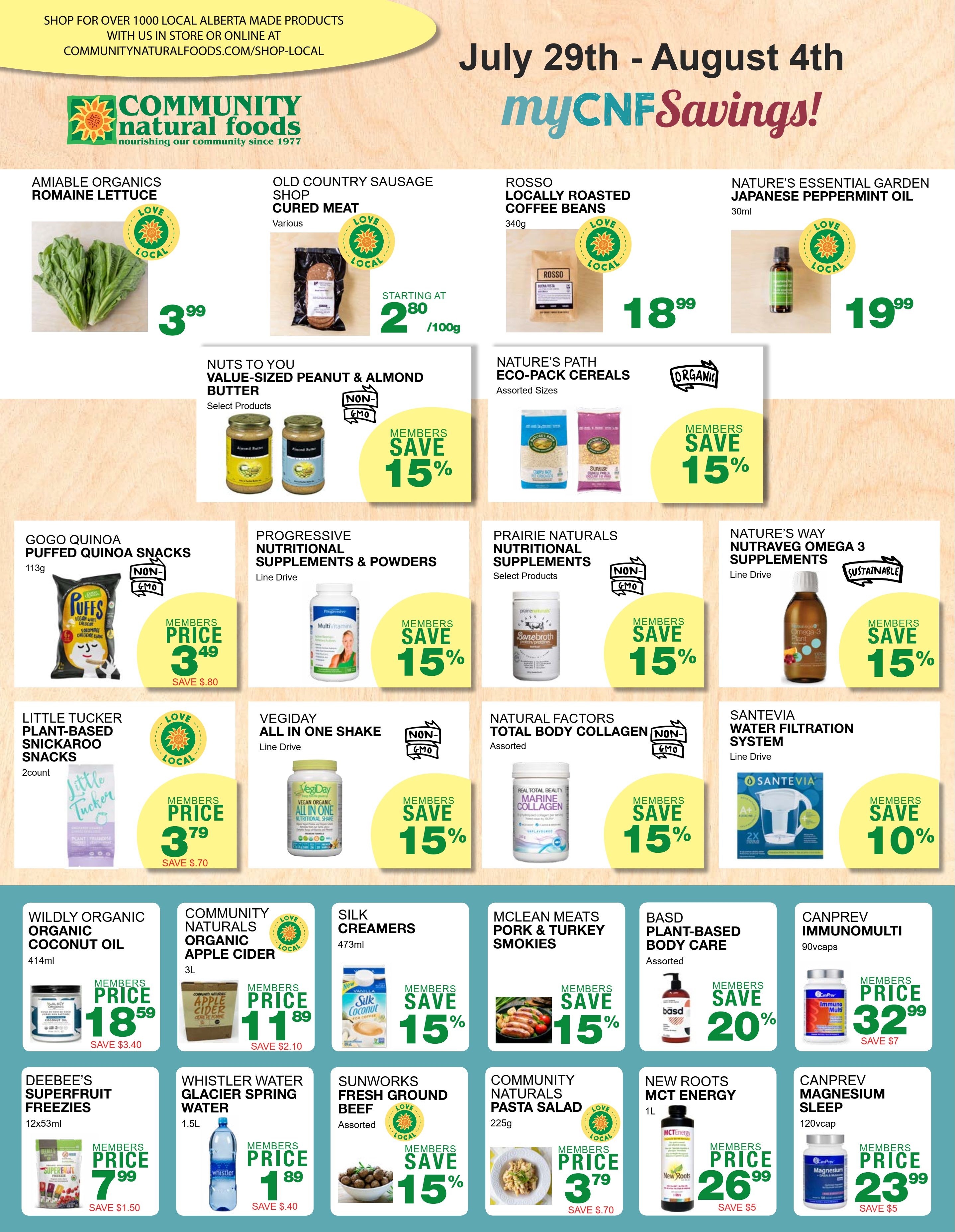 Community Natural Foods Flyer July 29 to August 4