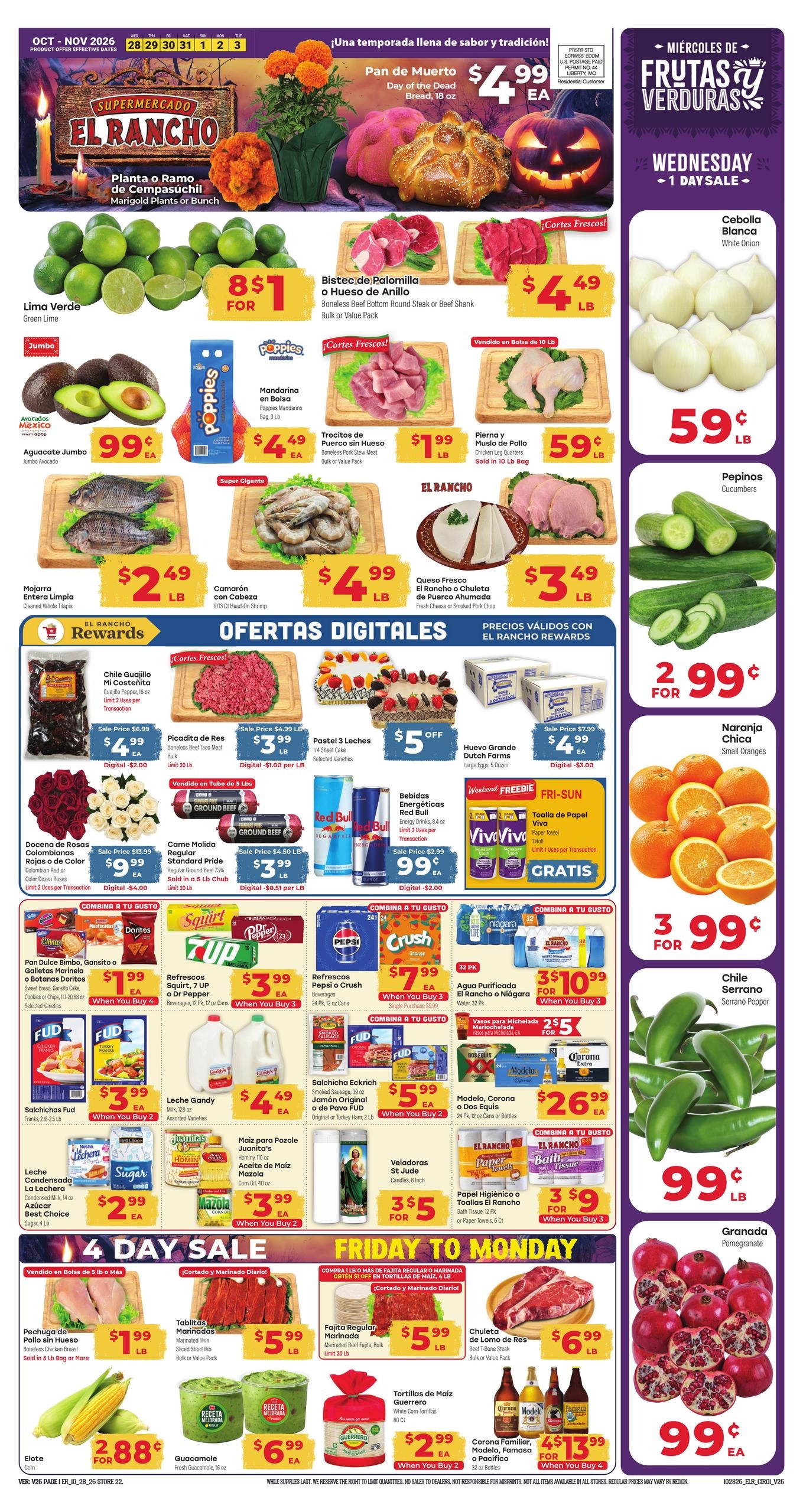 El Rancho Supermercado (Odessa Area, TX) Weekly Ad October 28 - November 3, 2026