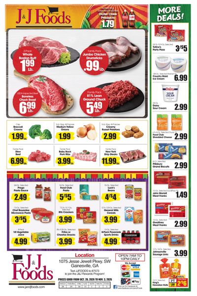 J&J Foods (1075 JESSE JEWELL PKWY SW, Gainesville, GA) Weekly Ad October 28 - November 3, 2026