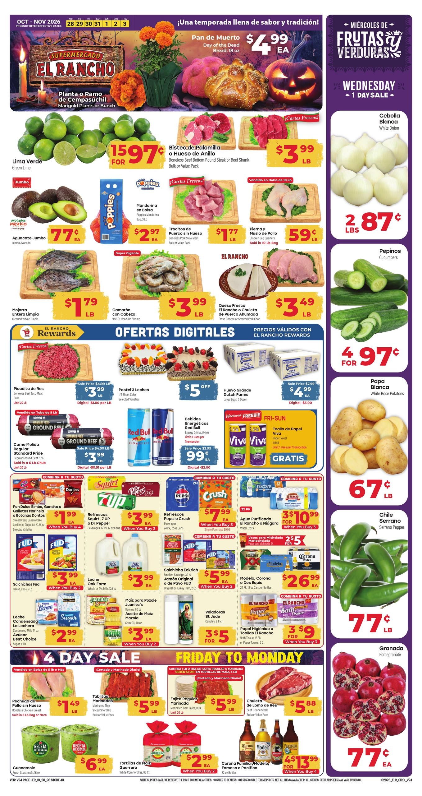 El Rancho Supermercado (Irving Area, TX) Weekly Ad October 28 - November 3, 2026